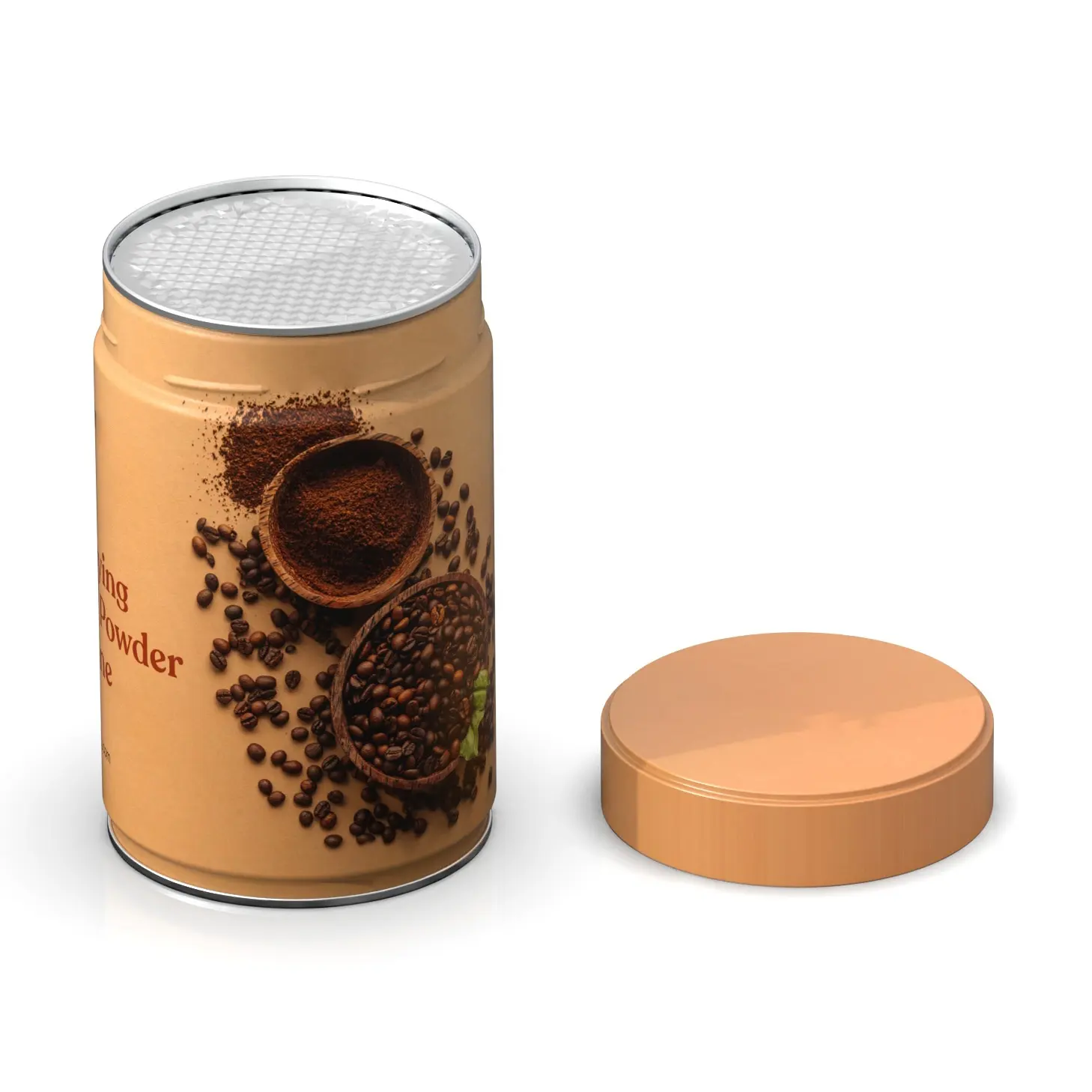 Wholesale empty decor metal sealed tea powder airtight food grade coffee bean tin can screw top cocoa coffee tin round