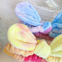 Headband Olahraga Tie Dye Plus Gelang Tangan Wanita, Headband untuk Mencuci Muka, Makeup, SPA, Aksesoris Rambut
