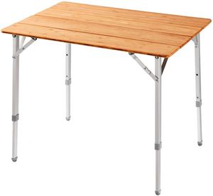<span class=keywords><strong>Table</strong></span> de camp multifonctionnelle à hauteur réglable pour l'extérieur avec pieds en alliage d'aluminium <span class=keywords><strong>Table</strong></span> de <span class=keywords><strong>camping</strong></span> pliable en bois et <span class=keywords><strong>bambou</strong></span> à quatre volets - Product Image 1