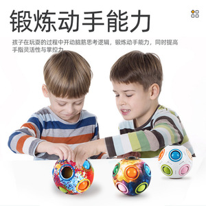 Cubo mágico de <span class=keywords><strong>Rubik</strong></span> con forma de <span class=keywords><strong>bola</strong></span> de arcoíris, juguete educativo colorido para niños y adultos, juego de rompecabezas para la punta de los dedos - Product Image 4