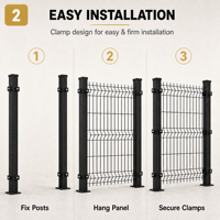 Système de fixation par pince facile à installer, galvanisé à chaud, anti-rouille, anti-UV, anti-corrosion, panneau de clôture en fil soudé 3D incurvé