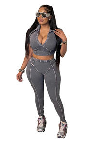 Conjunto de Ropa de Verano para Mujer 2025, Conjunto de 2 Piezas con Cuello en V, Mono Lavado de Algodón y Pantalones Cortos - Product Image 6