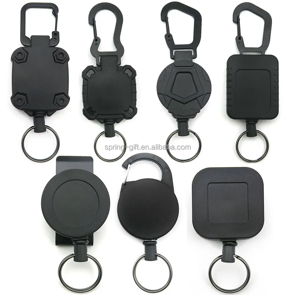 Chegada nova Heavy Duty Cabo de Aço Retrátil Fácil Puxar Rell Fivela Anti-Lost Cinto Crachá Titular Clipe Keychain