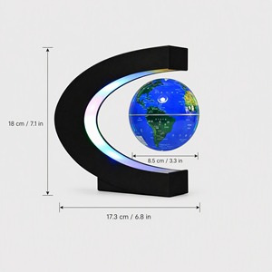 Globe terrestre magnétique lévitant de 8,5 cm, carte du monde HD, rotation à 360°, luxe moderne, blocs de couleur, en plastique, pour bureau, étagère, présentoir, coffret cadeau - Product Image 3
