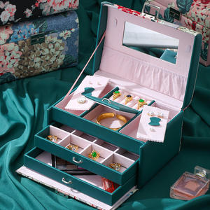 Joyero de PU de lujo con espejo, organizador de cajones multicapa, resistente al agua, a prueba de polvo, anillos de almacenamiento, <span class=keywords><strong>pendientes</strong></span>, collares - Product Image 1