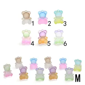 Supply Color Gradient Design Bear Resin Beads Cute Animal Diy Art Craft Charms Earring Necklace Ornament Keychain Deco Parts