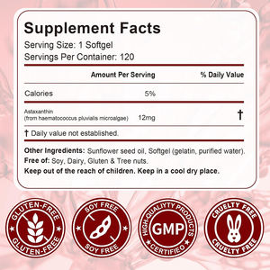 Astaxanthine liposomale triple force OEM/ODM en gélules molles pour la santé de la peau et des yeux des adultes, antioxydant et soutien immunitaire - Product Image 3