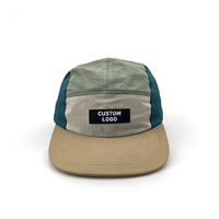 Topi 5 Panel Warna Kombinasi Kustom, Bahan Nylon Ringan Cepat Kering, Cocok untuk Camping dan Aktivitas Luar Ruangan, Dilengkapi Logo Patch Tenun, dan Tali Pengikat yang Dapat Disesuaikan
