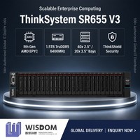 Servidor en Rack 2U Lenovo ThinkSystem SR655 V3, Venta al Por Mayor de Fábrica, AMD EPYC 5.ª Gen., TruDDR5 6400MHz, NVMe, GPU, Virtualización, SDS