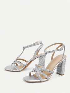 오픈토 하이힐 여름 야외 통기성 라인스톤 장식 다이아몬드 워터 아웃솔 어퍼 미드솔 라이닝 연회용 큰 사이즈 미국 - Product Image 3