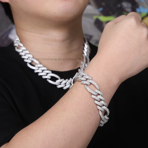 European American Full-Diamond Copper Electroplated Cuban Link <b>Chains</b> <b>Cross</b>-Border for Hot-Selling for Necklaces - Product Image 1