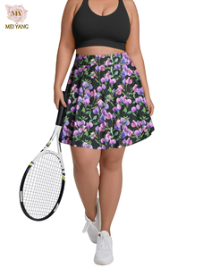 Conjunto Deportivo de 2 Piezas con Logotipo Personalizado, Mini Falda Deportiva de Yoga y Gimnasio, Estampado Floral, con Leggings, para <span class=keywords><strong>Mujer</strong></span>, Conjunto de Falda de Tenis para <span class=keywords><strong>Mujer</strong></span> - Product Image 6