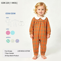Lot de 5 barboteuses pour bébés filles, ensemble cadeau nouveau-né, manches longues, coton à carreaux rouge et vert, style vintage, été