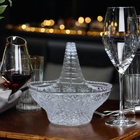 Panier à fleurs en cristal gravé vintage, bol à fruits en verre transparent avec piédestal pour la décoration de table