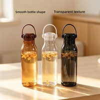 Bouteille d'eau en plastique transparente réutilisable de 600 ml avec poignée, compatible lave-vaisselle, pour boire directement, écologique, unisexe, isolation thermique, voyage