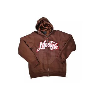 2024 calidad superior personalizada térmica Puff impresión sudaderas con capucha 100% algodón nuevo diseño sólido liso teñido invierno - Product Image 1
