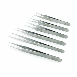 Stainless Steel Tweezers Straight Round Bent Tips Industrial Grade <b>Precision</b> <b>Tools</b> For Electronics Repair - Product Image 3