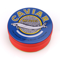 Boîte en métal ronde vide de qualité supérieure pour caviar, emballage alimentaire avec bande élastique, vente en gros
