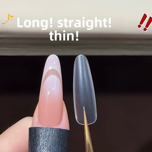 240 faux ongles en gel dur, fins, carrés, à couverture complète ou partielle, ultra-minces, à presser, en boîte, kit d'extension pour manucure - Product Image 6