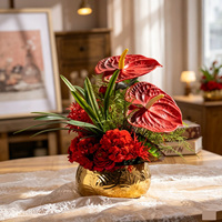 Rosa Künstliche Blumenarrangements im Weißen Vasenstrauß 33 cm Tischdekoration Heimdekoration