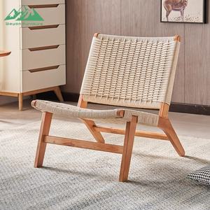 Chaise de salle à manger Wayon moderne tissée à la main, chaise d'appoint en <span class=keywords><strong>bois</strong></span> massif de style mi-siècle pour salle à manger côtière - Product Image 6