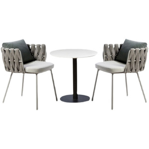 Silla de ratán de aluminio resistente al agua y mesa de metal al aire libre combinación de tres piezas para patio jardín B & B Hotel o cafetería - Product Image 4