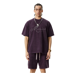 T-shirts personnalisés de haute qualité 100% coton pour hommes, t-shirts basiques décontractés, coupe ajustée, lavage à l'acide - Product Image 1
