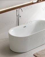 Baignoire spa autoportante en acrylique contemporaine Design ovale élégant avec trop-plein Baignoire à remous moderne Baignoire de trempage directe d'usine