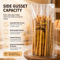 Sacs à pain personnalisés avec logo du fabricant, en BOPP transparent de qualité alimentaire, à soufflets latéraux et trous de ventilation pour boulangerie