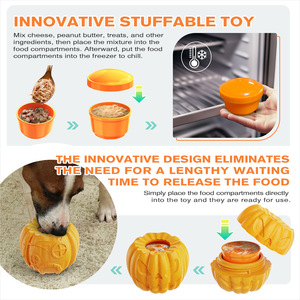 Pumpkin Dog Slow Feeder <b>Toy</b>, Stuffable & Freezable, Durable Chew <b>Toy</b> for Anxiety Relief & Boredom, Kibble Dispensing for Medium - Product Image 5