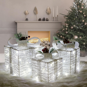Elegant Wrought Iron Xmas Tree Statue Battery Operated <b>LED</b> Lighted Christmas Ornament for Shop Window Holiday Display - Product Image 1