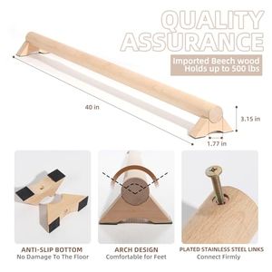Barre d'équilibre en <span class=keywords><strong>bois</strong></span> de hêtre de 40 pouces <span class=keywords><strong>pour</strong></span> usage domestique, améliore l'équilibre, soulage la fasciite plantaire, renforce les chevilles, exerceur de pieds - Product Image 6