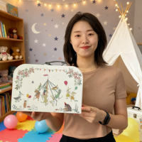 Boîte cadeau en carton pour vêtements de bébé, avec poignée, impression de dessins animés de luxe, personnalisée, pour ranger les jouets des enfants