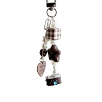 Pendentif de sac original fait main de style vintage en Lycra, plastique/résine, avec perles en forme de cœur, porte-clés créatif, chaîne de suspension CCD