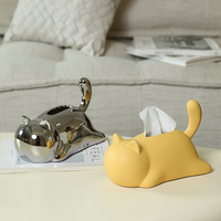 Style nordique chat forme boîte à mouchoirs en céramique porte-papier créatif salon Table à manger Table basse décor à la maison Arts une pièce