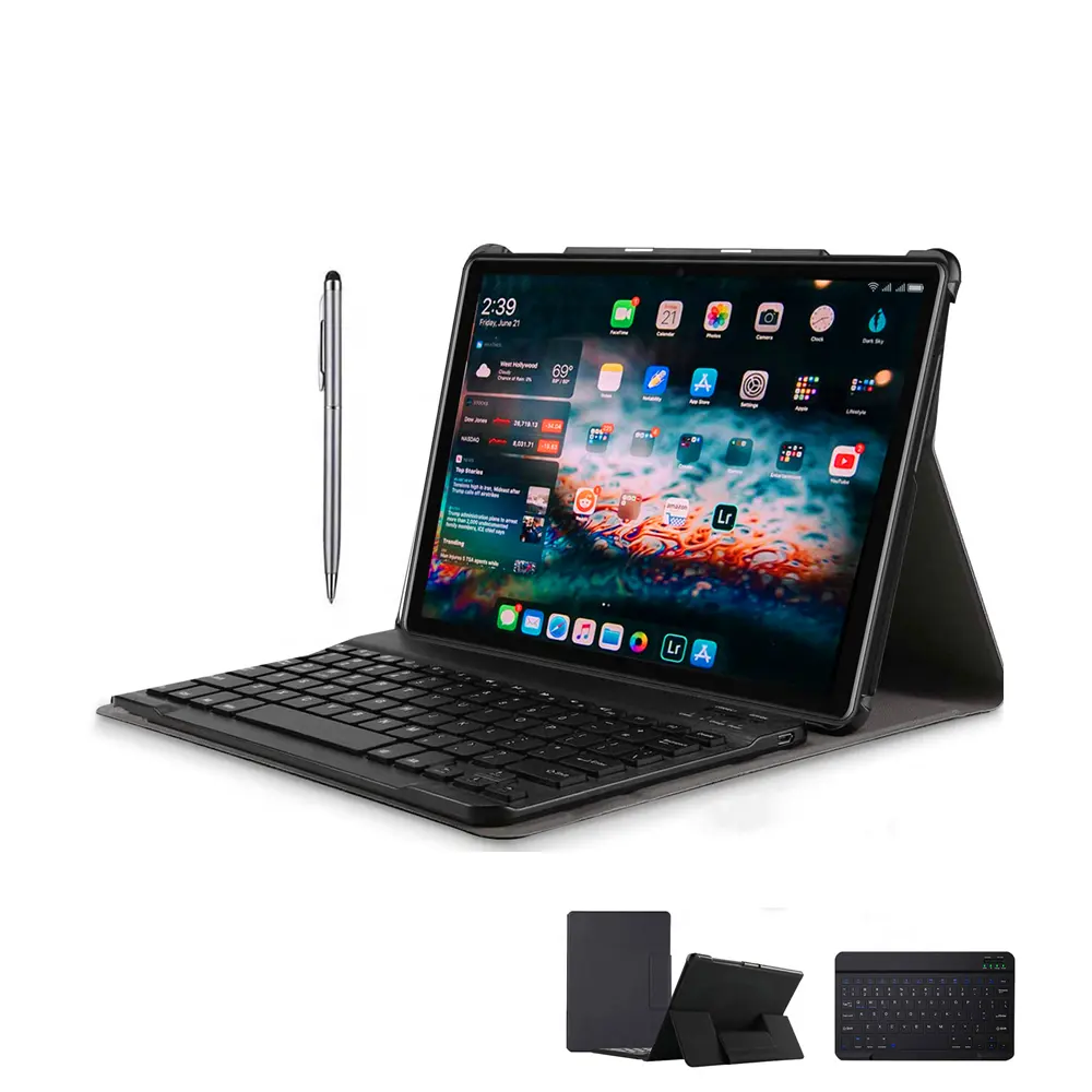 2 in 1 Tablet ile 10 inç Tablet PC kablosuz klavye durumda stylus kalem bilgisayar tabletleri