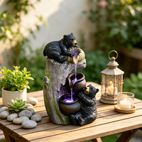 Fontaine d'eau décorative en résine Ours noir électrique animé, œuvre d'art pour jardin et maison, vente en gros d'usine
