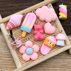 Cute Cartoon Pink Resin Cloud And <b>Flower</b> Pendant For Necklace Making DIY Jewelry Components Summer 2023 Yiwu Origin - Product Image 4