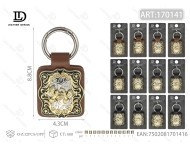 Zinc Alloy White And Gold Square Keychain Embossing Printing Metal Key Chain - Product Image 3