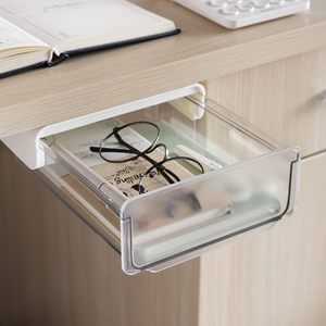 Modern Double <b>Drawer</b> Under Desk <b>Storage</b> Box High Quality ABS <b>Plastic</b> Office Household Organizer - Product Image 2