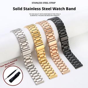 Correa de Repuesto para Reloj de Acero Inoxidable Sólido de Moda con 3 Cuentas, 20 mm 22 mm, para Samsung <span class=keywords><strong>Galaxy</strong></span> <span class=keywords><strong>Watch</strong></span> S2 S3 <span class=keywords><strong>S4</strong></span> S5 - Product Image 2