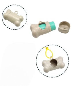 Distributeur de sacs à déjections canines en forme d'os, en paille de blé naturelle, avec logo personnalisé et sacs biodégradables - Product Image 3