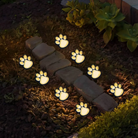 Lot de 4 lampes solaires connectées en forme de patte de chien ou de chat, LED blanc chaud, étanches IP44, en ABS, pour jardin, patio, allée