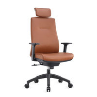 Chaise de bureau exécutive ergonomique moderne et contemporaine en cuir, dossier moyen, siège pivotant réglable en hauteur, base métallique pour usage en atelier