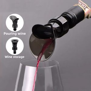 Tappo Salvavino 2-in-1 Ecologico di Tendenza con Logo Personalizzabile, Design a Petalo in Plastica Resistente, Nero, per Mantenere la Freschezza del <span class=keywords><strong>Vino</strong></span> - Product Image 5