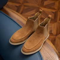 Bottes mi-mollet classiques d'hiver pour hommes en daim italien véritable, semelle en caoutchouc amortie, décontractées, pour l'extérieur et les trajets quotidiens, logo personnalisé OEM, vente en gros
