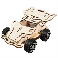 Voiture de course miniature en bois à quatre roues motrices T-M103 pour projets DIY et travaux manuels scientifiques des élèves du primaire et du collège