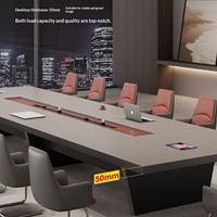 Table de conférence de bureau HYZ-258X en bambou pour 18 personnes, longue, de luxe léger, haut de gamme, avec chaises épaissies, pour réunions et réceptions