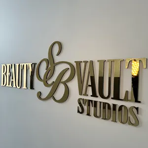 Profesional fabricado sólido polaco 3D signos letras de metal personalizado negocio logotipo signo