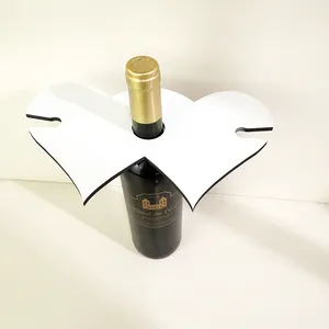 Heart shape wood wine rack sublimation MDF wine holder blank glass holder